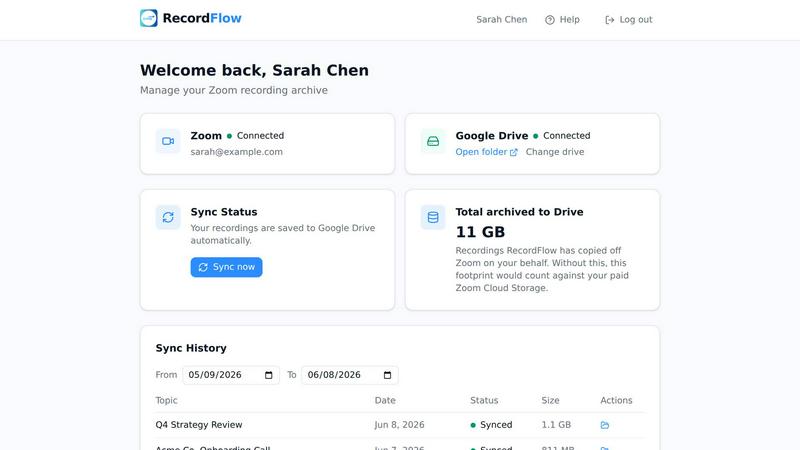 RecordFlow screenshot