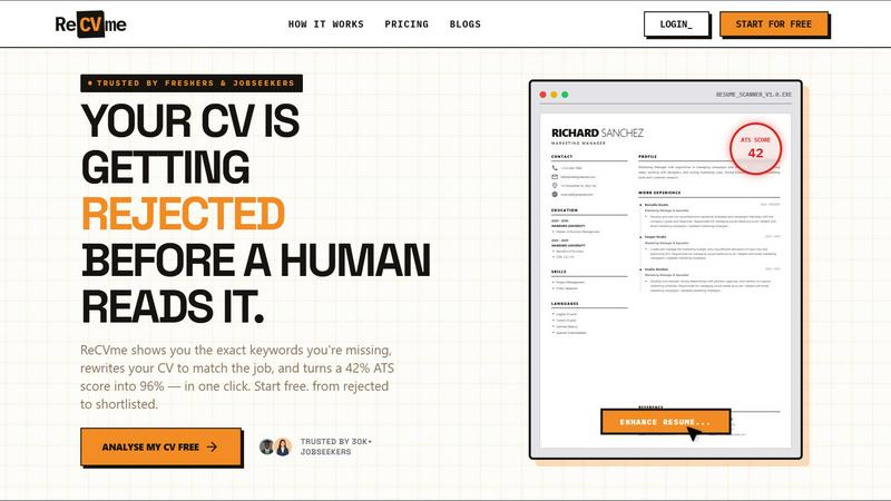 ReCVme application interface and features