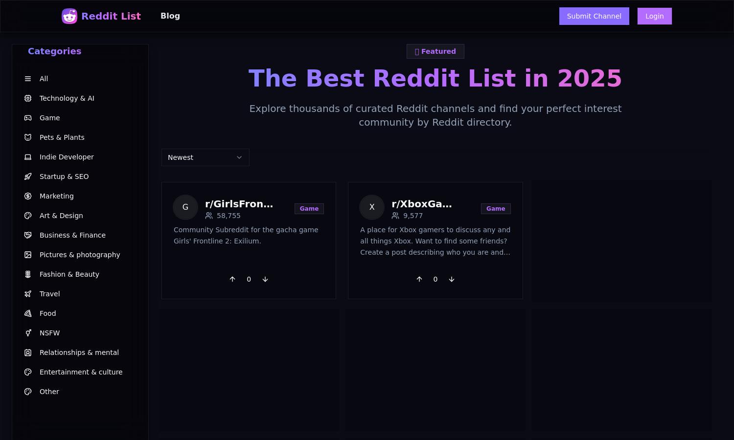 Reddit List Website