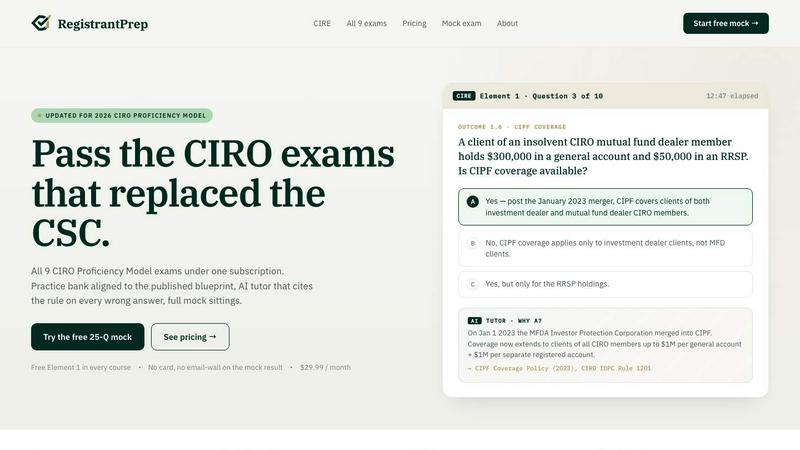 Registrant Prep application interface and features