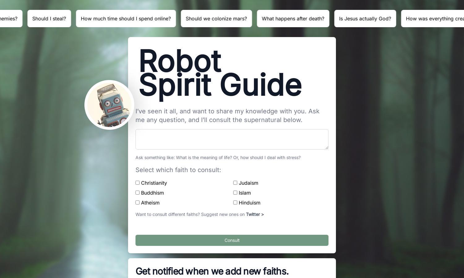 Robot Spirit Guide Website