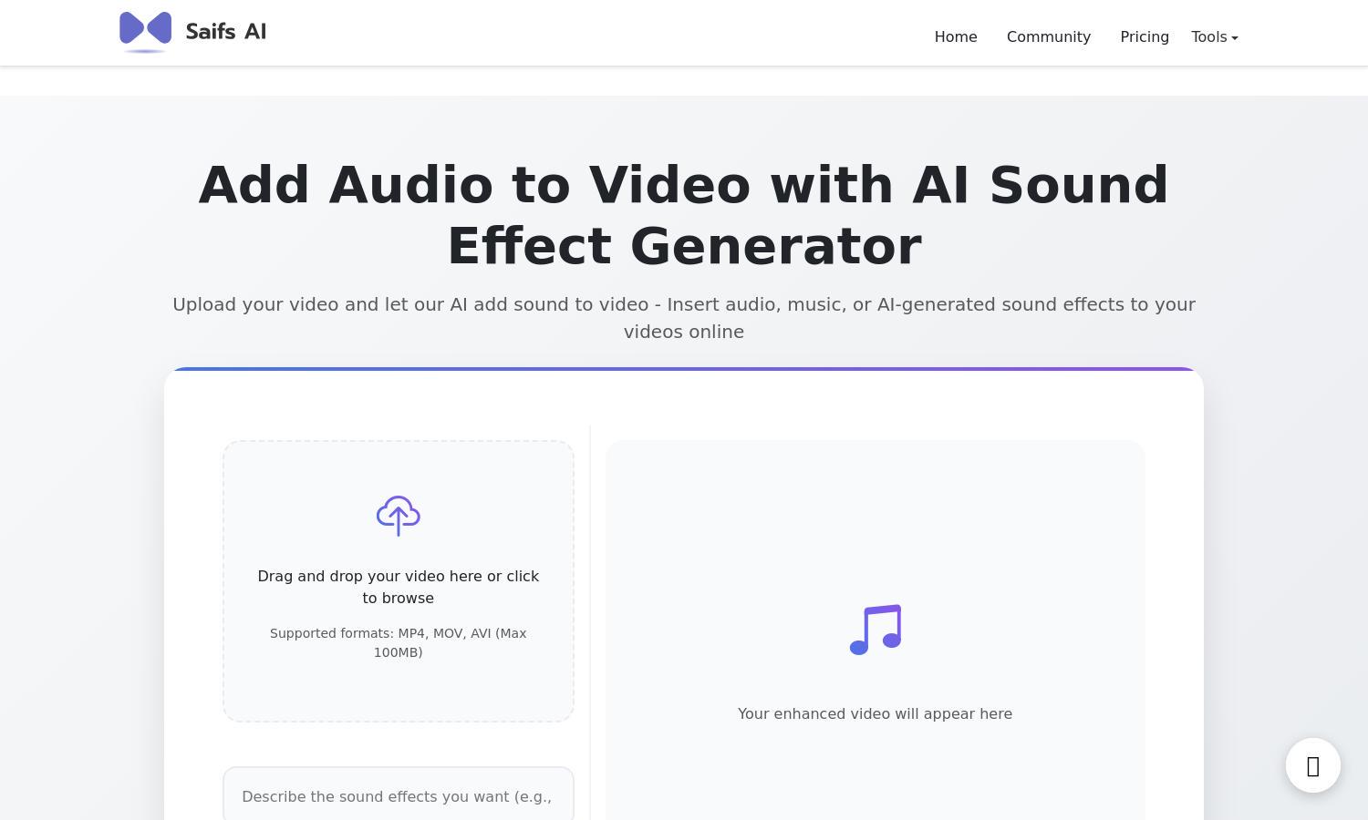 Saif's AI Sound Effect Generator Website