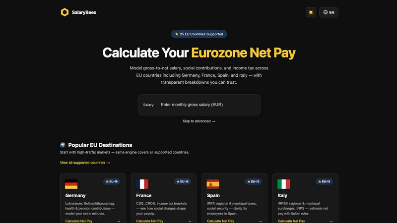SalaryBees application interface and features