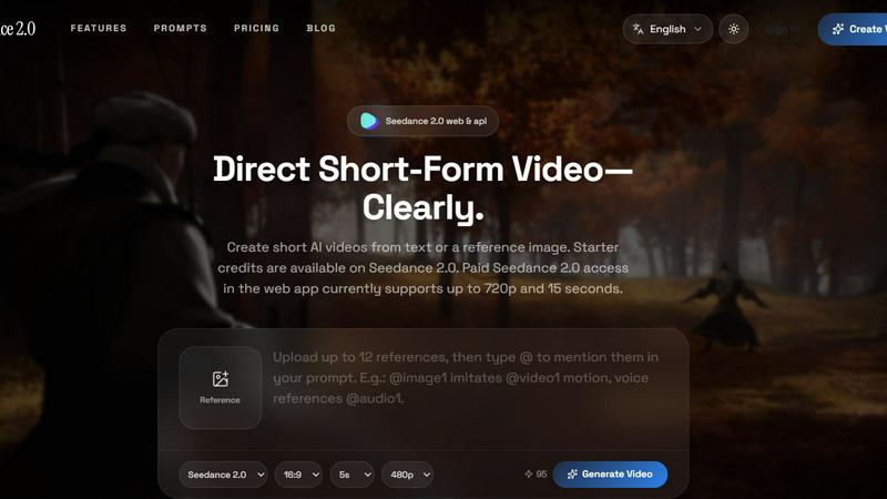 Seedance 2.0 Web & API application interface and features