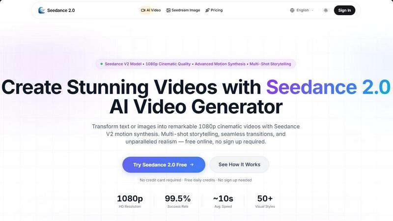 Seedance 2.0 application interface and features