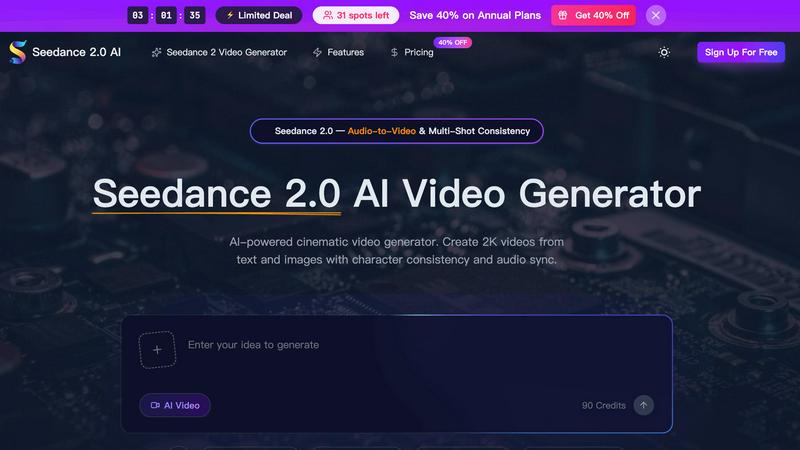 Seedance 2.0 application interface and features