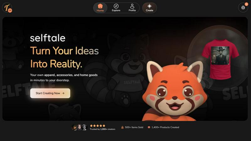 Selftale application interface and features