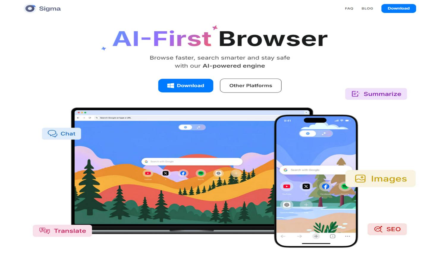 Sigma AI Browser Website