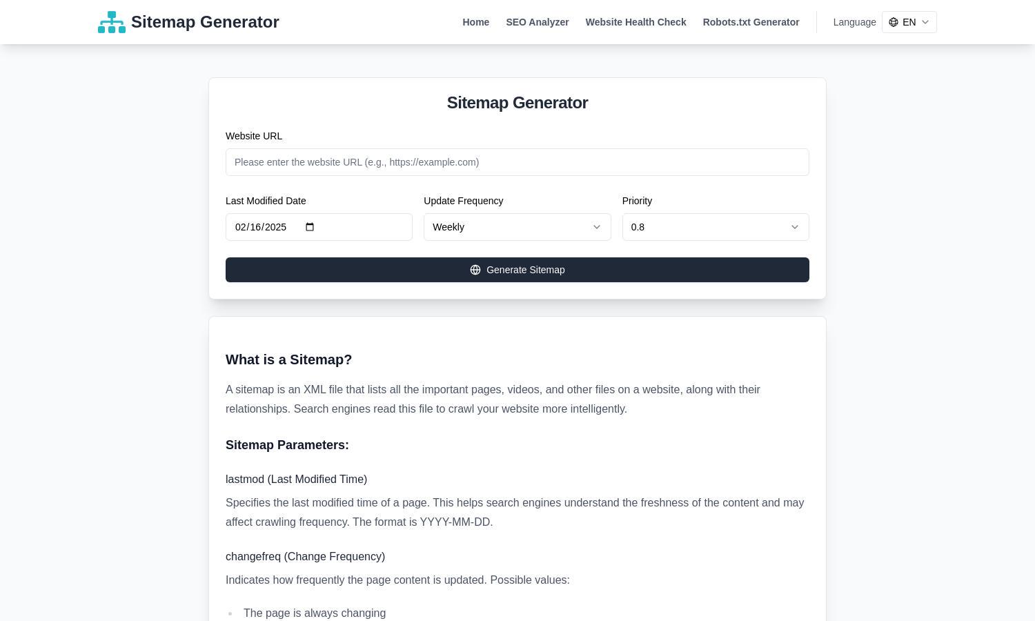 Sitemap Generator Website