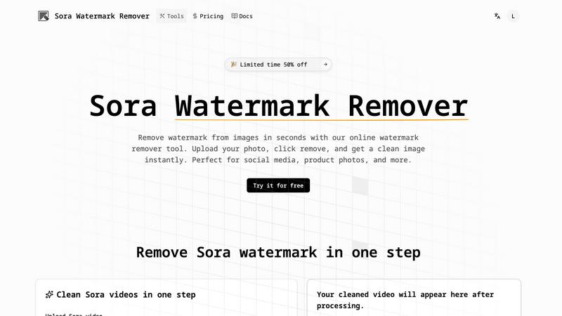 Sora Watermark Remover application interface and features