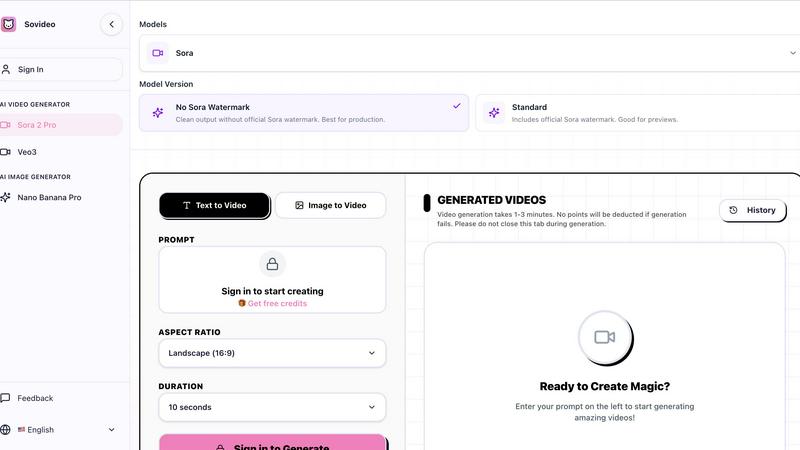 Sovideo application interface and features