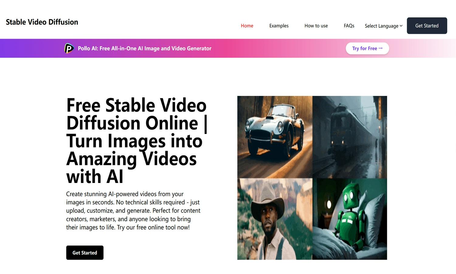 Stable Video Diffusion Website