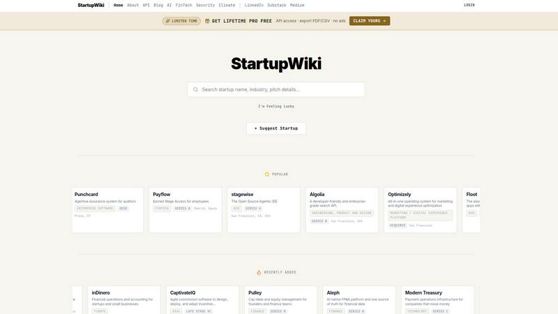 Startupwiki screenshot