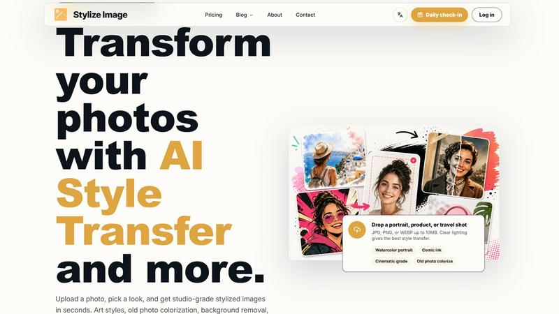 Stylize Image application interface and features