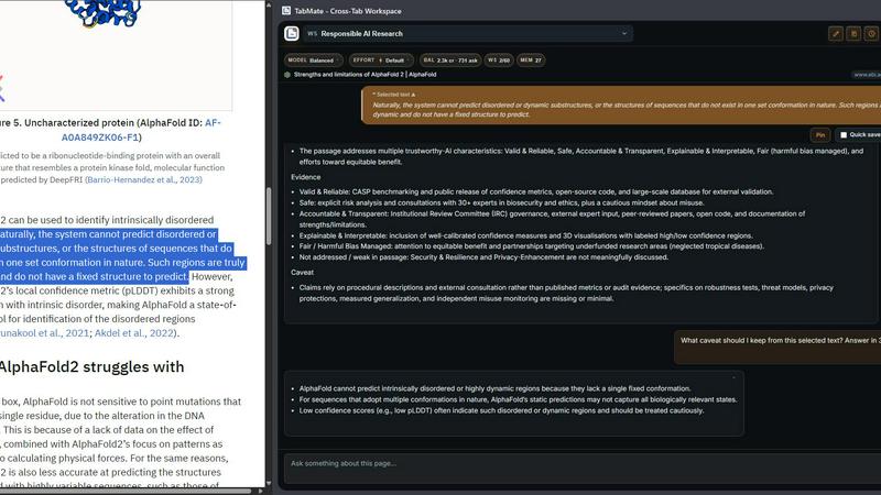TabMate - Browser Research Assistant application interface and features