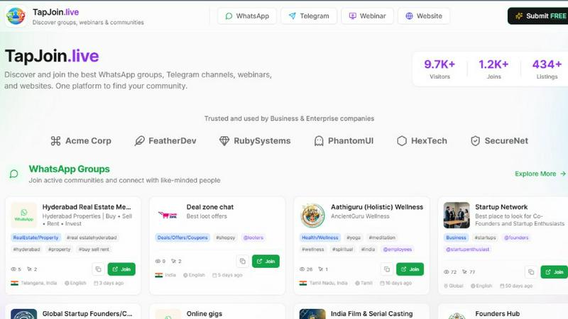 TapJoin.live screenshot