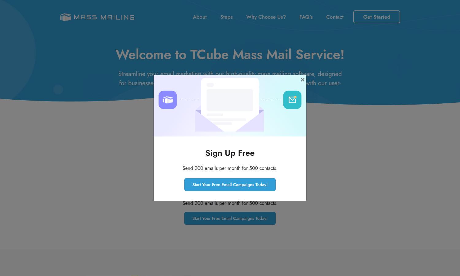 TCube Mass Mail Website
