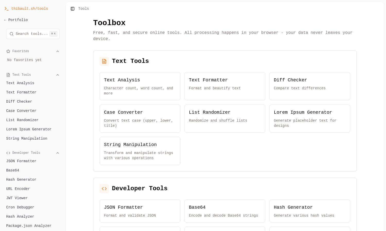 Thibault Mathian Developer Tools Website