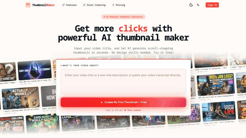 ThumbnailMaker application interface and features