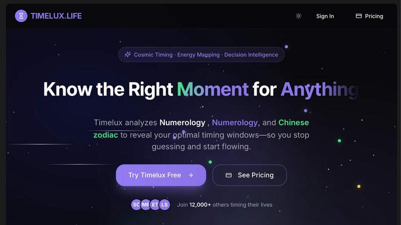 Timelux.life application interface and features