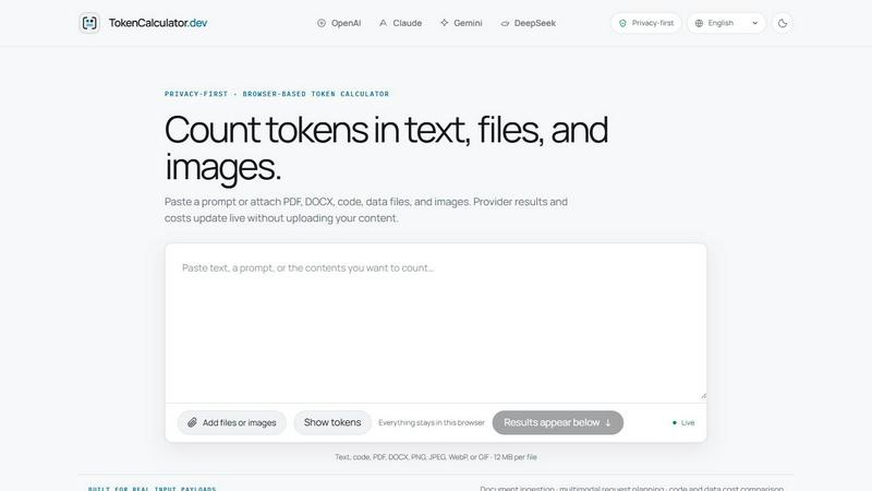 TokenCalculator.dev screenshot