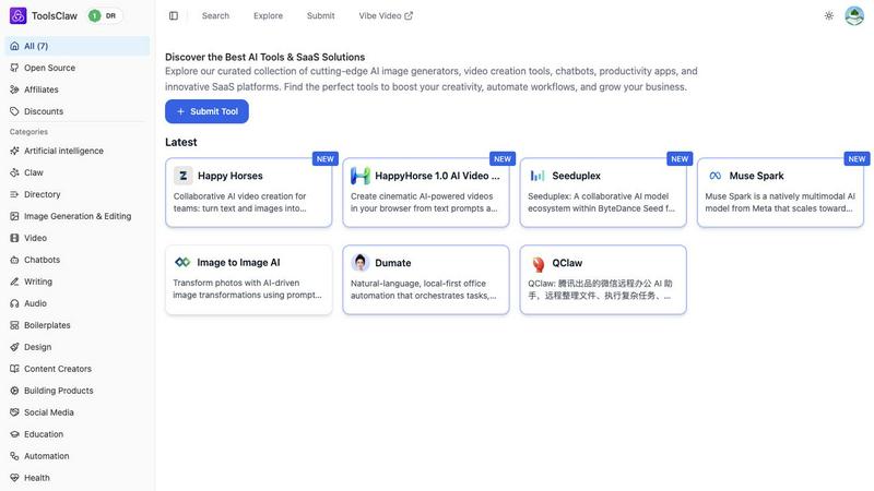 ToolsClaw application interface and features