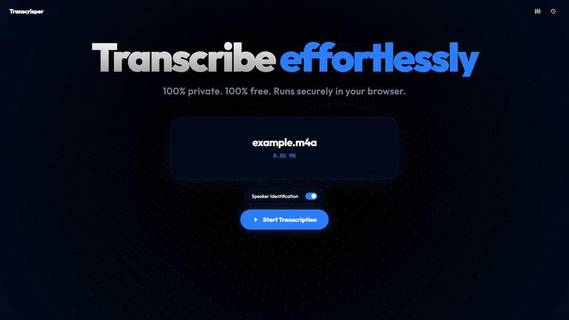 Transcrisper application interface and features