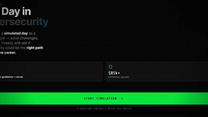 Cybersecurity Readiness Game application interface and features
