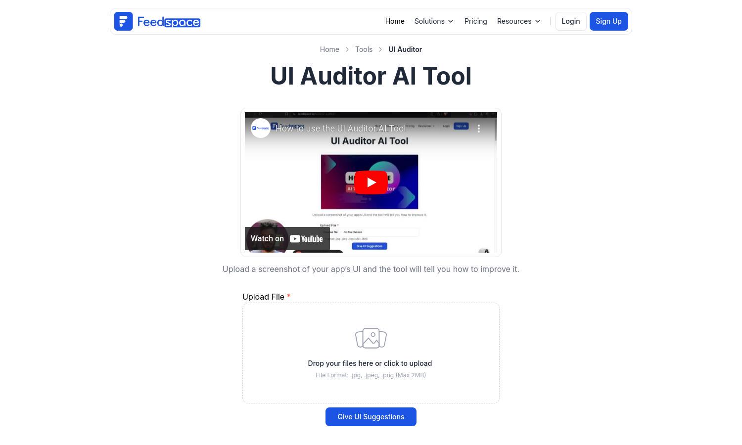 UI Auditor AI Tool Website