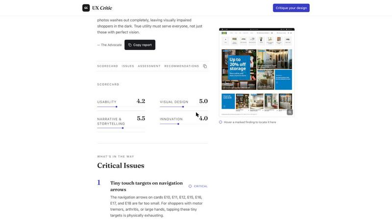 UX Critic screenshot