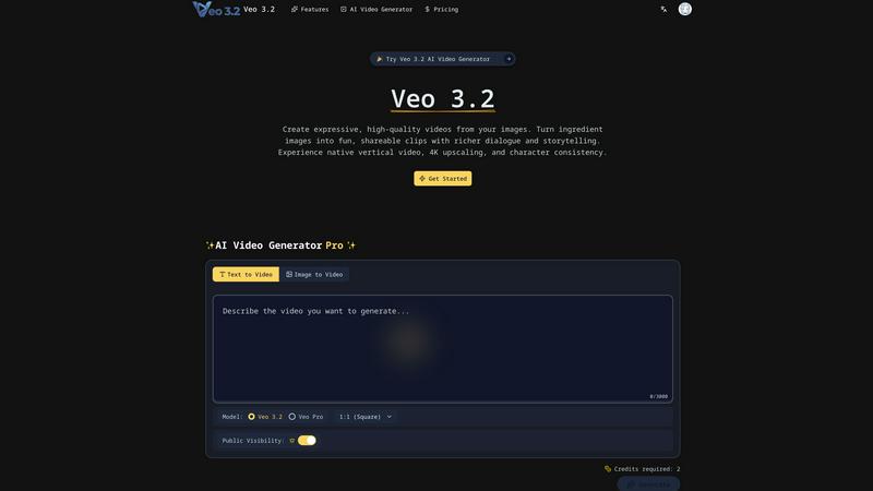 Veo 3.2 application interface and features