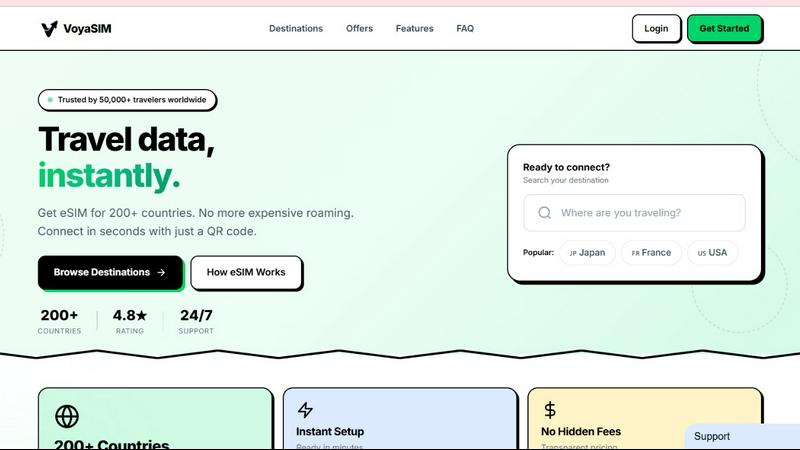 Voyasim application interface and features