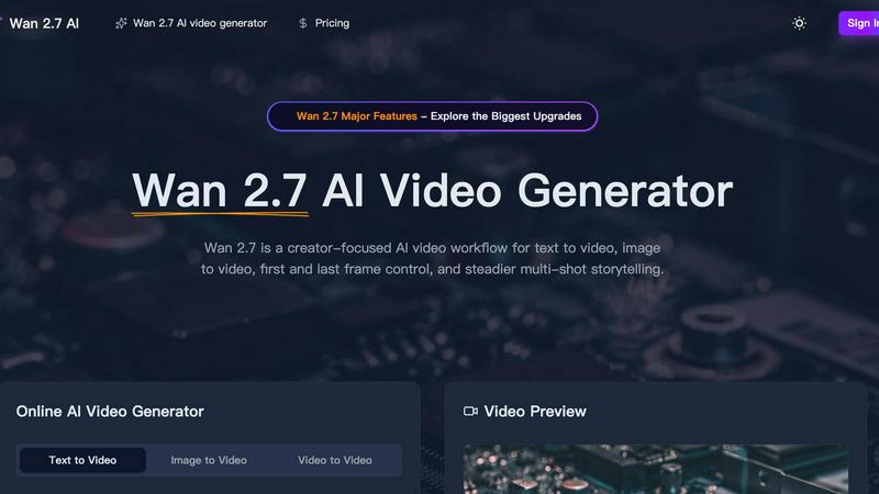 Wan 2.7 application interface and features