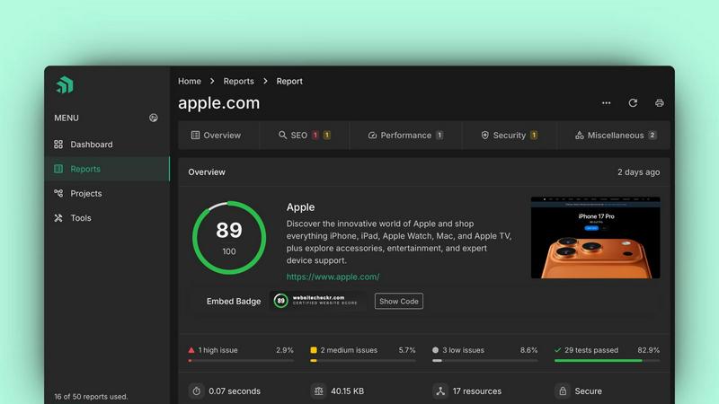 WebsiteCheckr application interface and features
