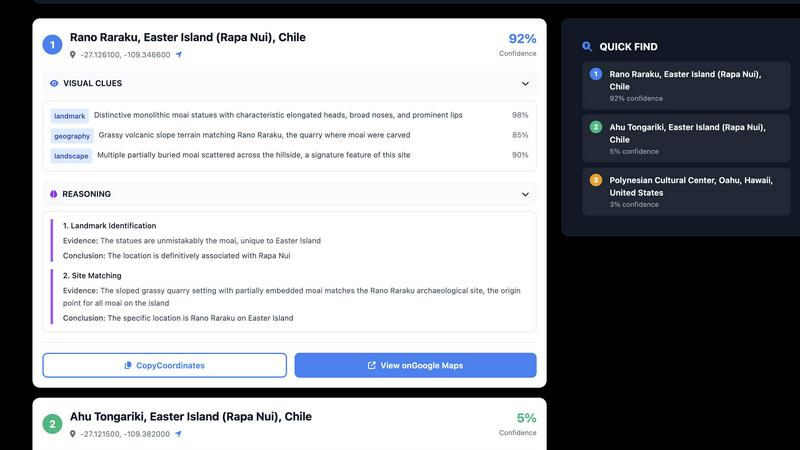 Where Is This Place application interface and features