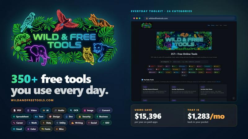 Wild and Free Tools application interface and features