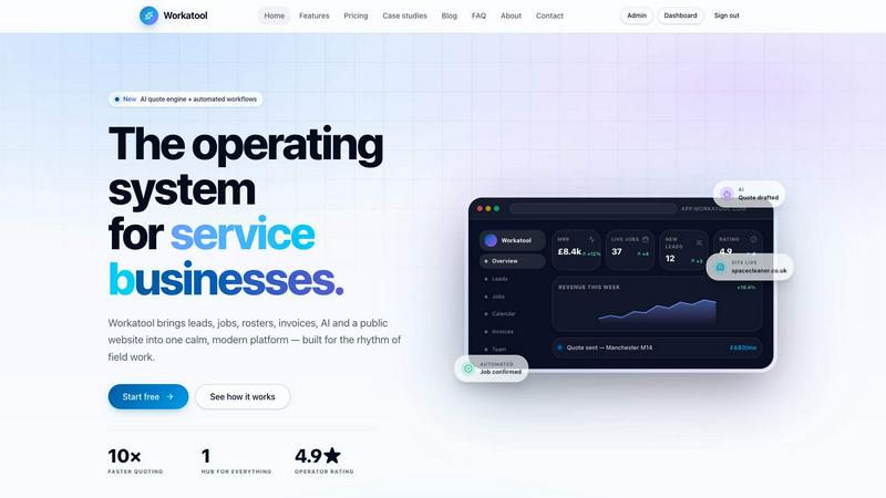 Workatool application interface and features