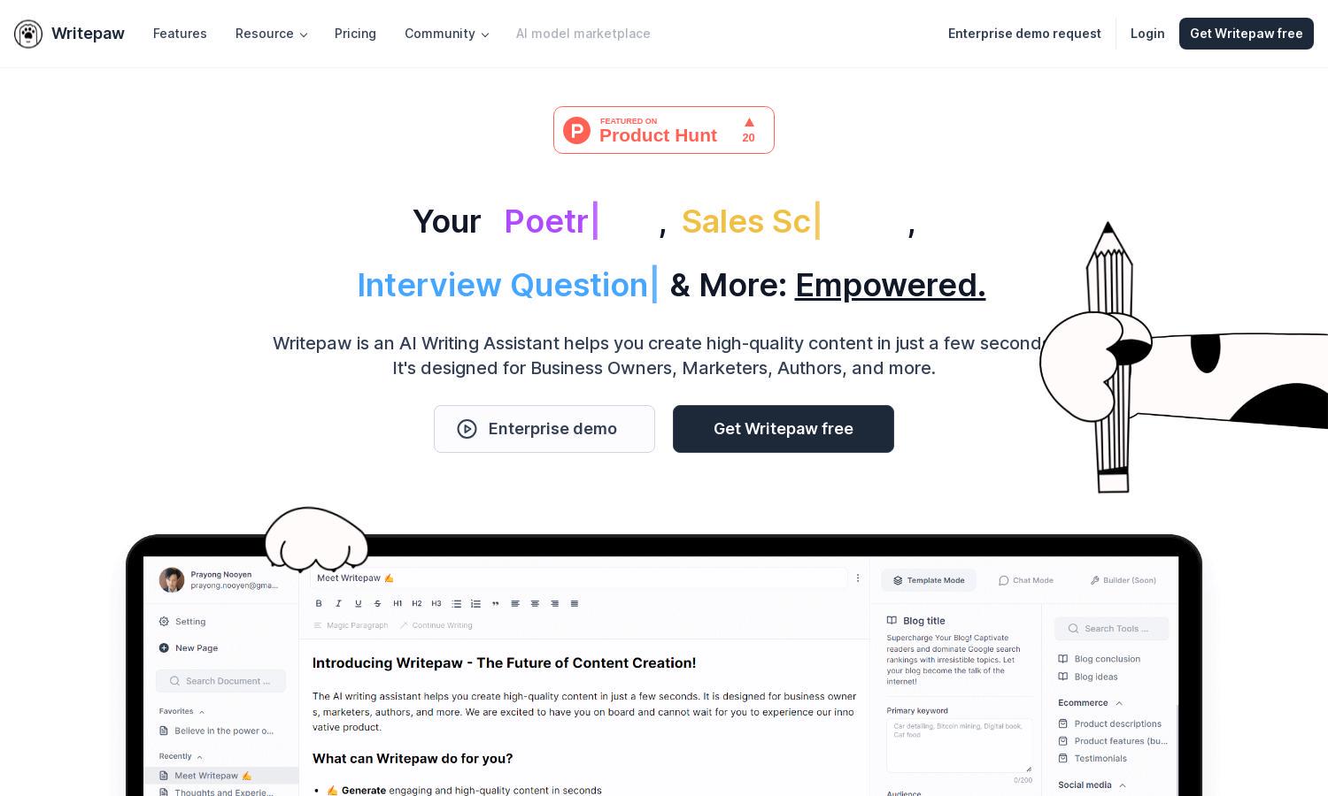 Writepaw Website