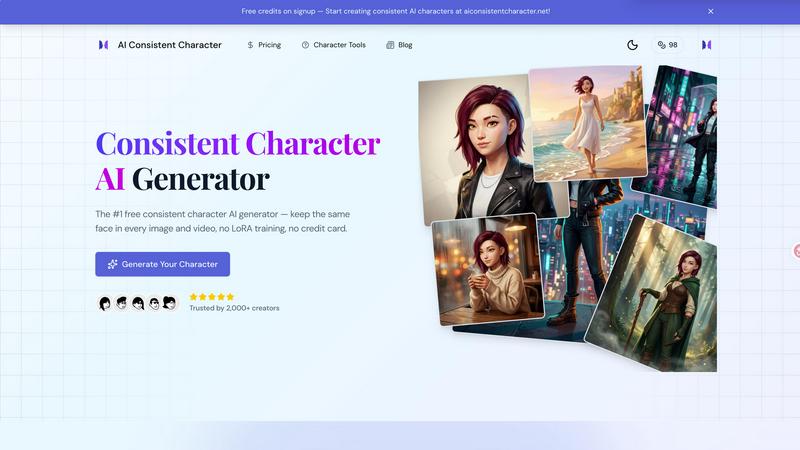 AI Consistent Character application interface and features