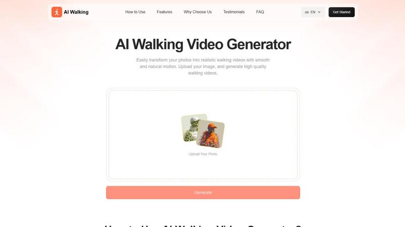 AI Walking Video application interface and features