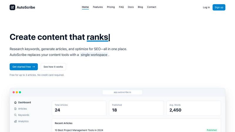AutoScribe application interface and features