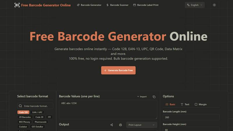 Free Barcode Generator Online screenshot