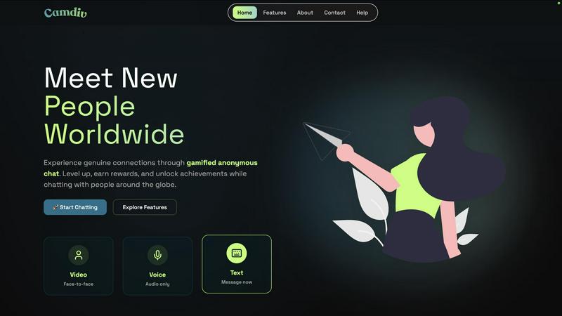 camdiv application interface and features