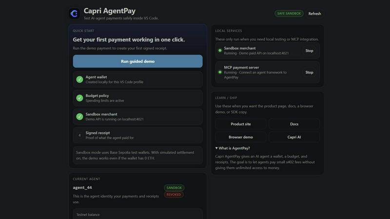 Capri Ai Agentpay screenshot
