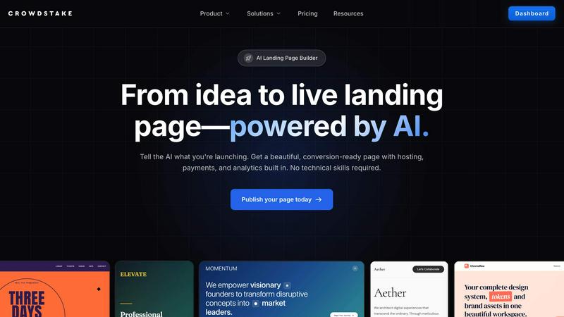 Crowdstake AI application interface and features