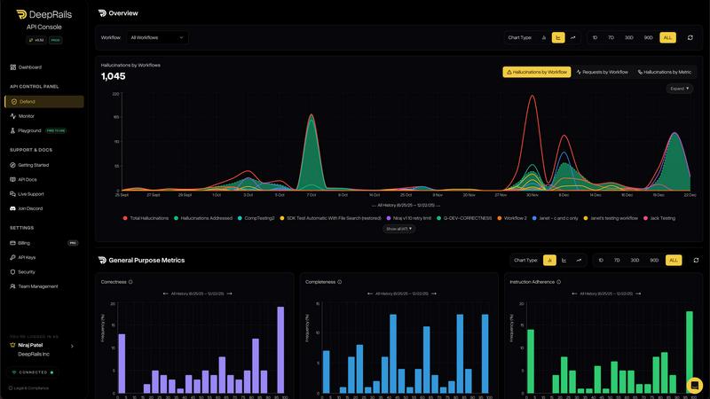 DeepRails application interface and features