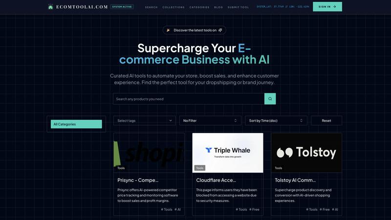 Ecom Tool AI application interface and features