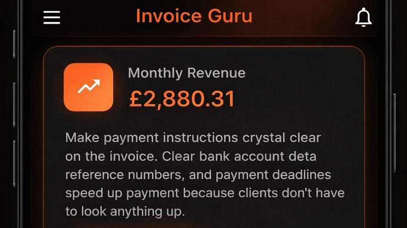 Invoice Guru application interface and features