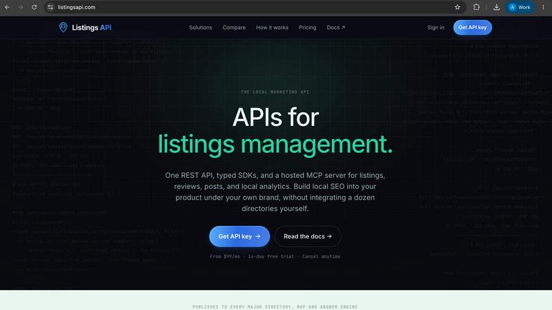 Listings API screenshot