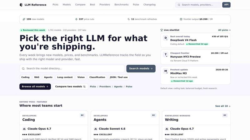 LLM Reference application interface and features